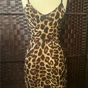 Leopard print FashionNova dress.
